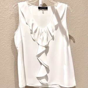Kasper Women's White Ruffle Top Size Medium